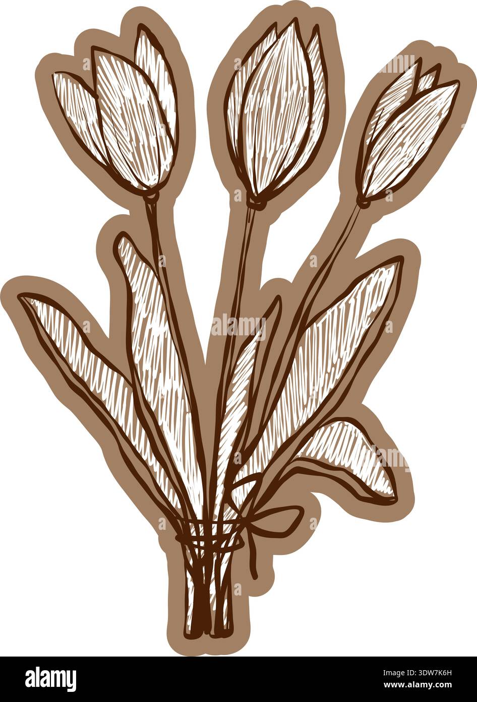 Hand drawn tulips bouquet in playful crayon style Stock Vector Image ...