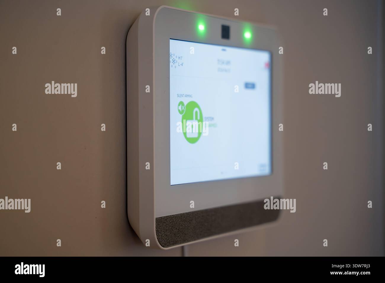 Close up of home security system control panel screen. Stock Photo