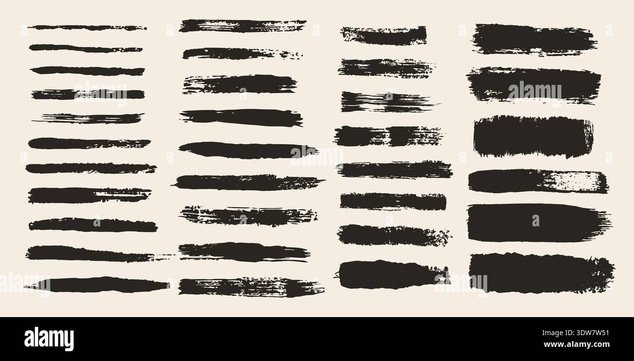 Gouache Paint Brush Strokes Set. Isolated elements Stock Vector