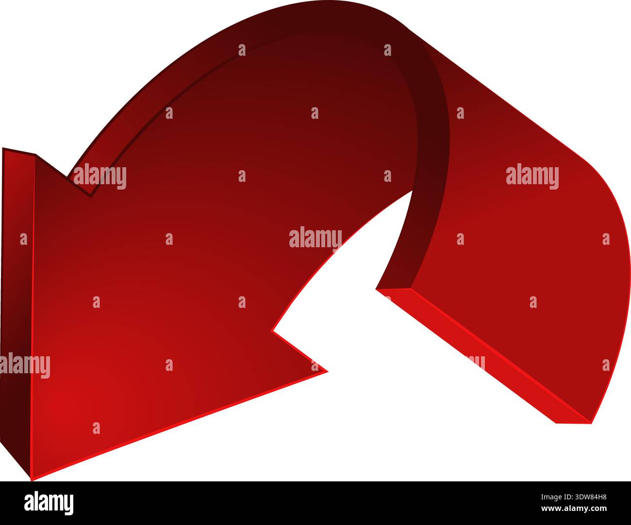Red bent arrow. Round return 3d symbol Stock Vector