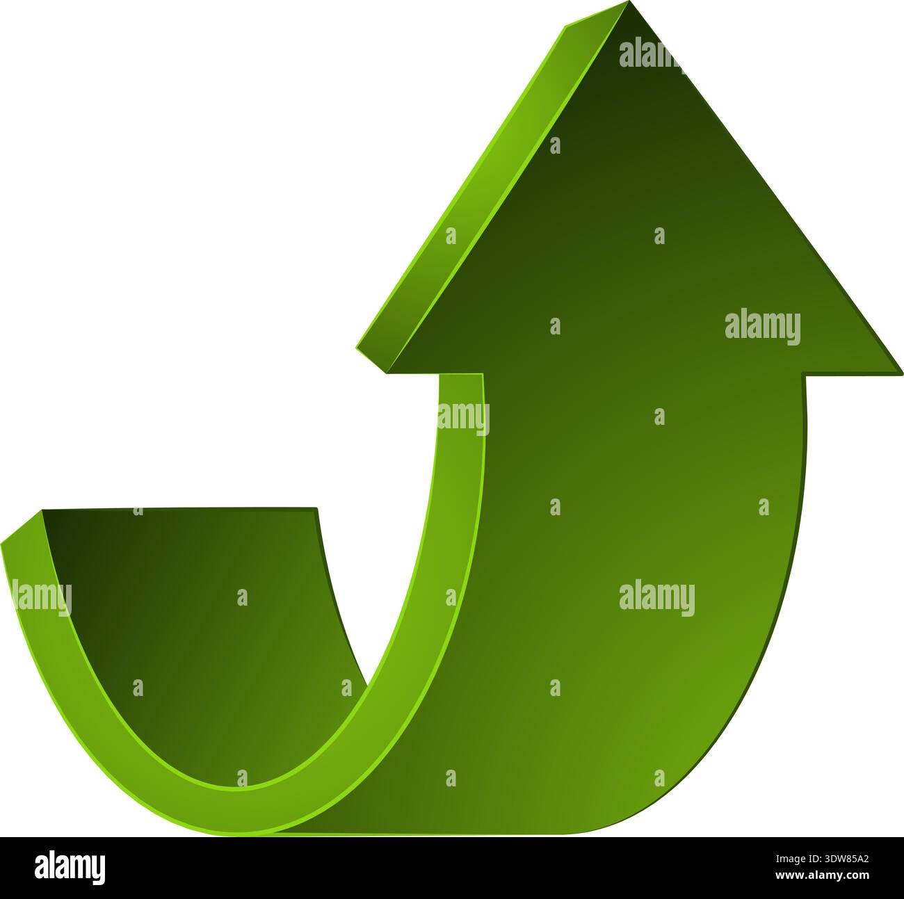 Return arrow symbol. Green uplift direction icon Stock Vector