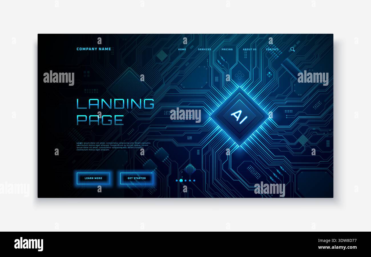 Blue circuit board background with glowing tech lines Stock Vector