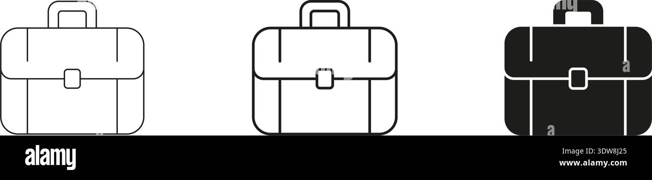 Briefcase Line And Solid Icon Set. Business, Professional, And Office Work Symbol Collection. Corporate And Career Representation. Isolated Vector Stock Vector