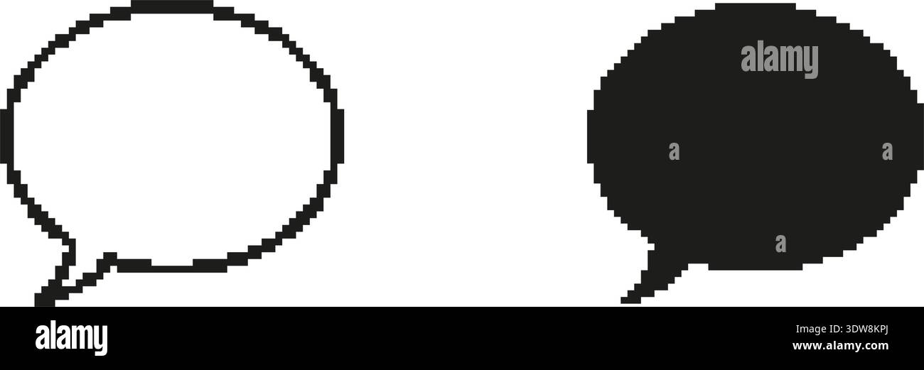 Speech Bubble Pixel Art Icon Set. Communication, Dialogue, And Messaging Symbol Collection. Chat Interface Design Elements. Isolated Vector Stock Vector