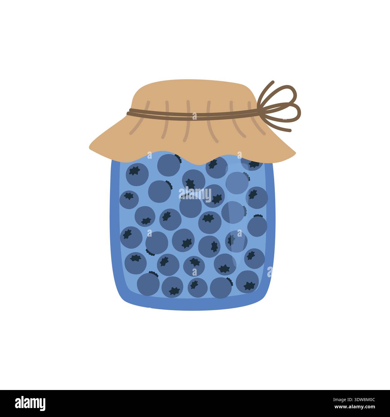 Blueberry jam, sweet food. Vector Cartoon Illustration Stock Vector