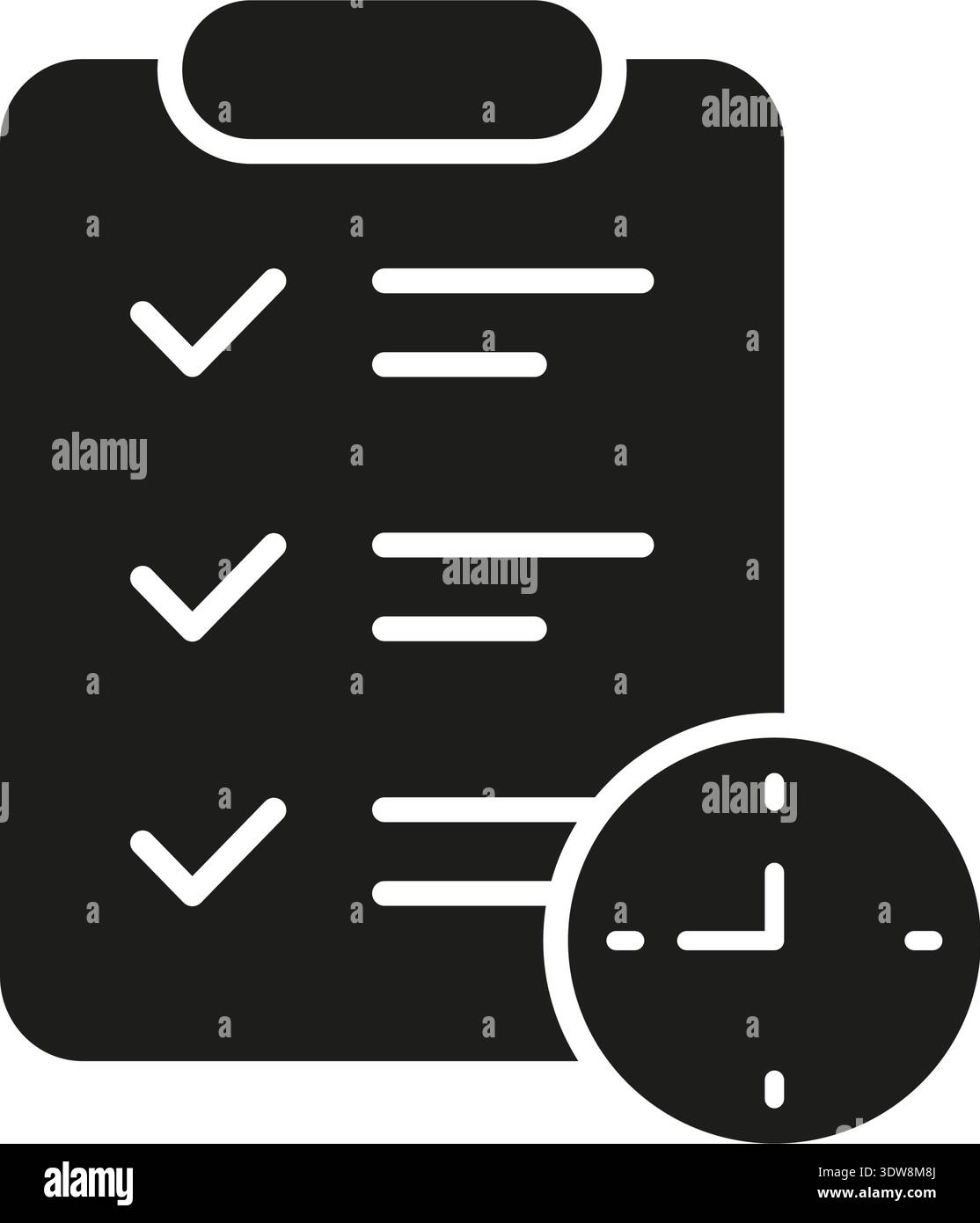 Checklist clock solid icon hi-res stock photography and images - Alamy