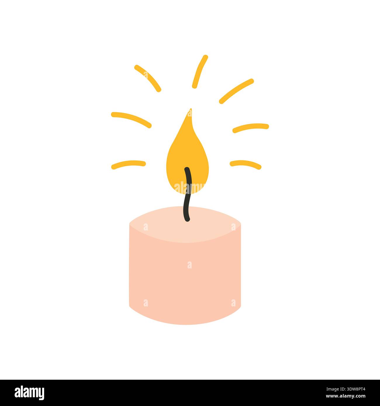 Candle Flame. Burning wax candle. Vector isolated. Stock Vector