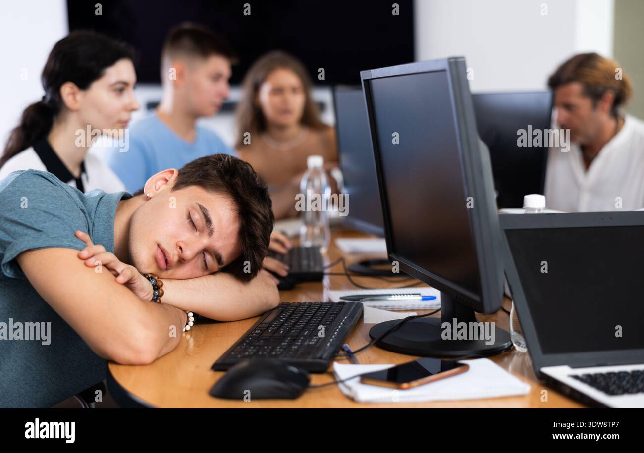 Student, exhausted from studying Stock Photo