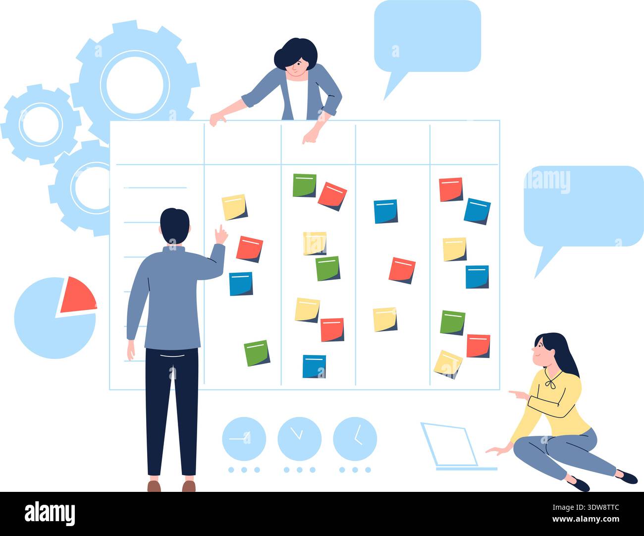 Scrum board for business process task strategy framework Stock Vector