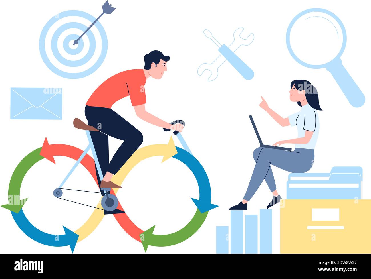 Agile sprint concept. Business workflow framework cycle Stock Vector