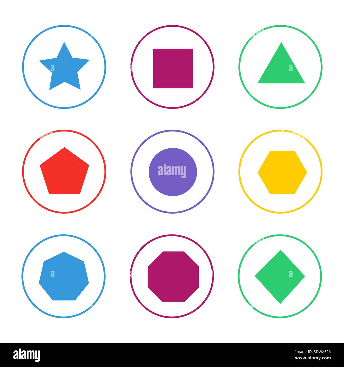 Colorful 2D Shapes Icon Set, can be used for business designs ...