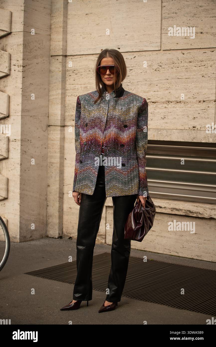 Nina Sandbech arriving at Milan Fashionweek AW 2026 at the Missoni Fashionshow Stock Photo
