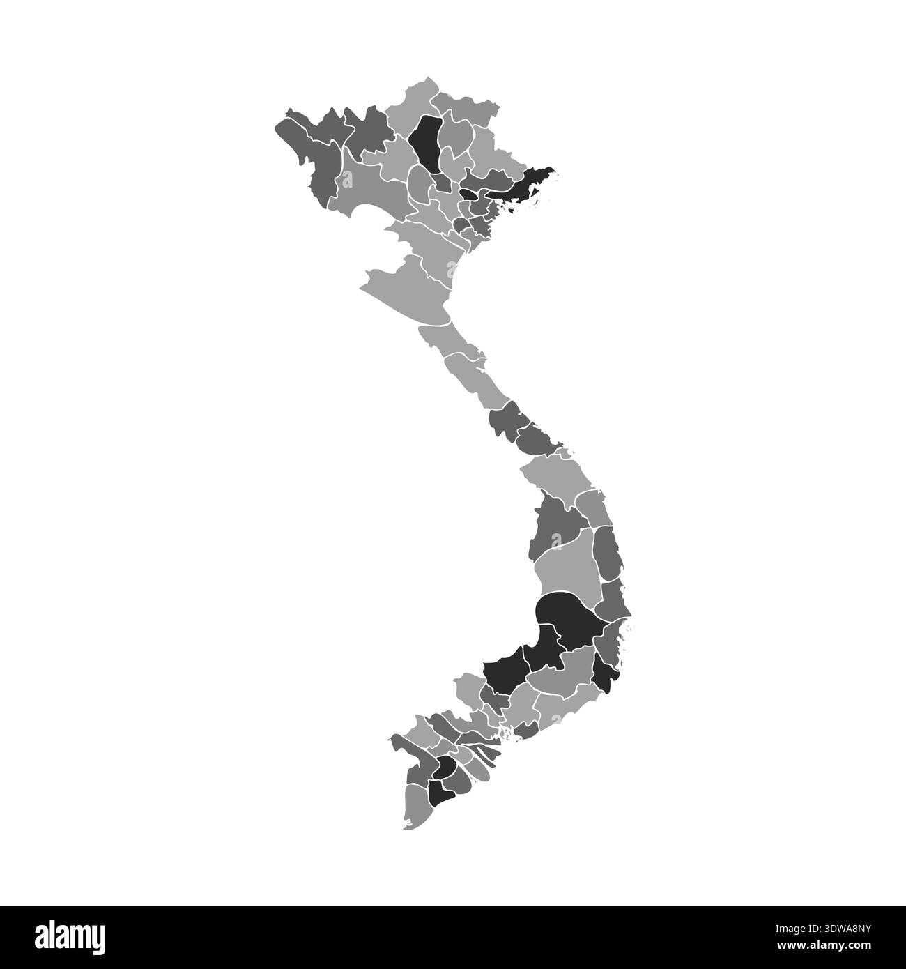 Vietnam map silhouette isolated Black and White Stock Photos & Images ...