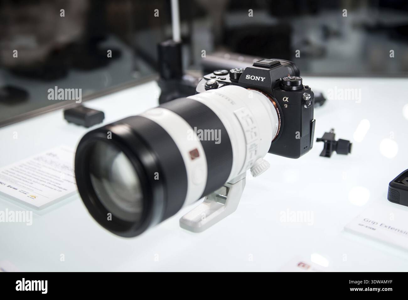 Seoul, South Korea - April 21, 2017: The 26th Seoul International Photo and Imaging Industry Show. New product released by Sony Mirrorless Camera a9 Stock Photo