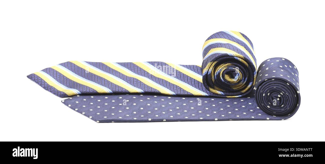 Two rolled ties isolated on a white background Stock Photo