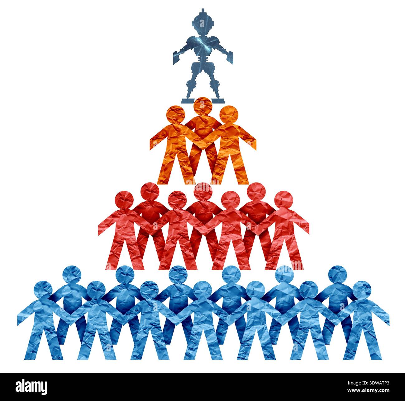 AI Management as a new workforce Stratification and different hierarchy categories of socio economic groups based technology classification with an ar Stock Photo