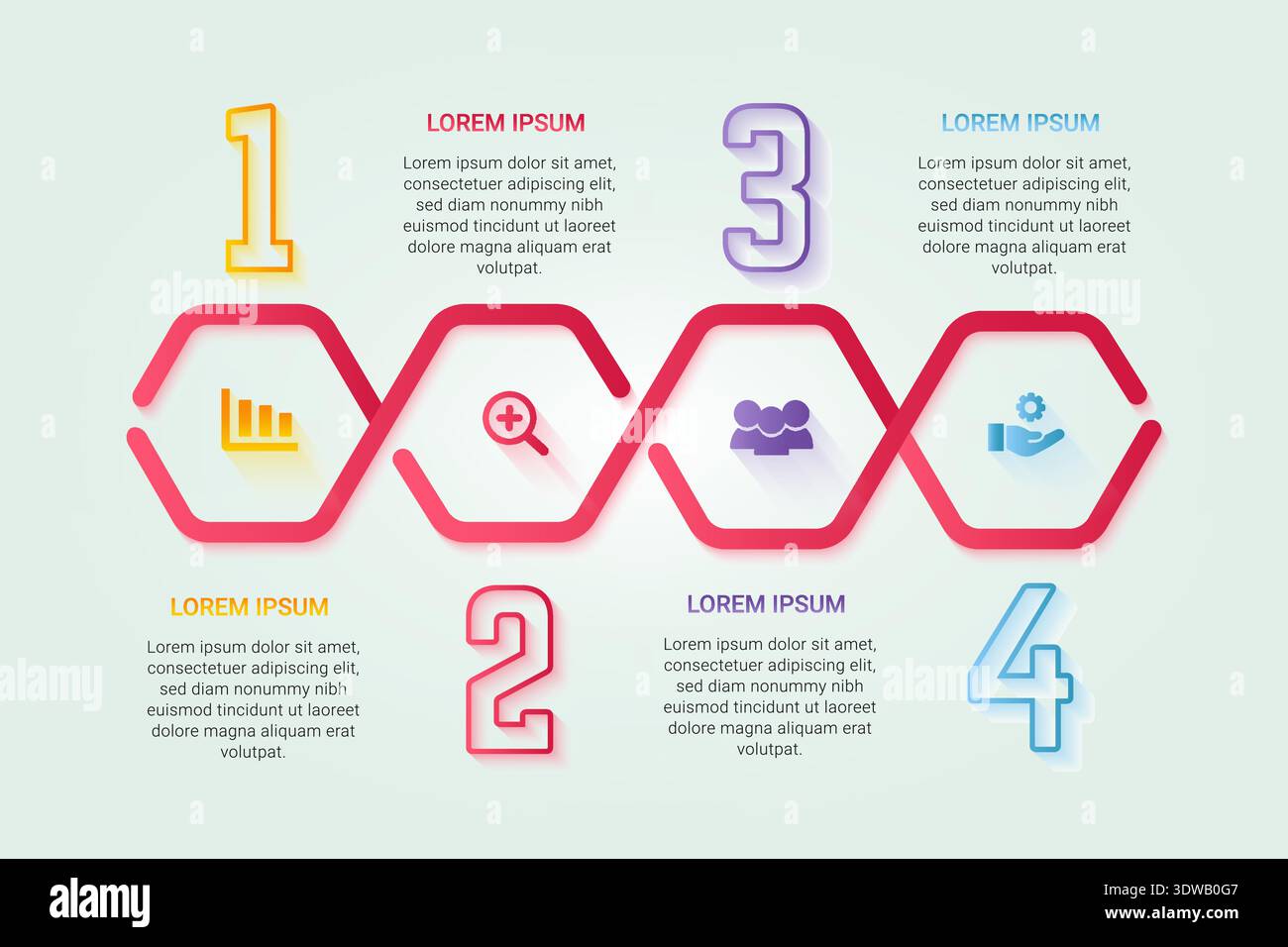 Infographic workflow process chart template for data visualization, can be used for business designs, presentation designs or any suitable designs. Stock Vector