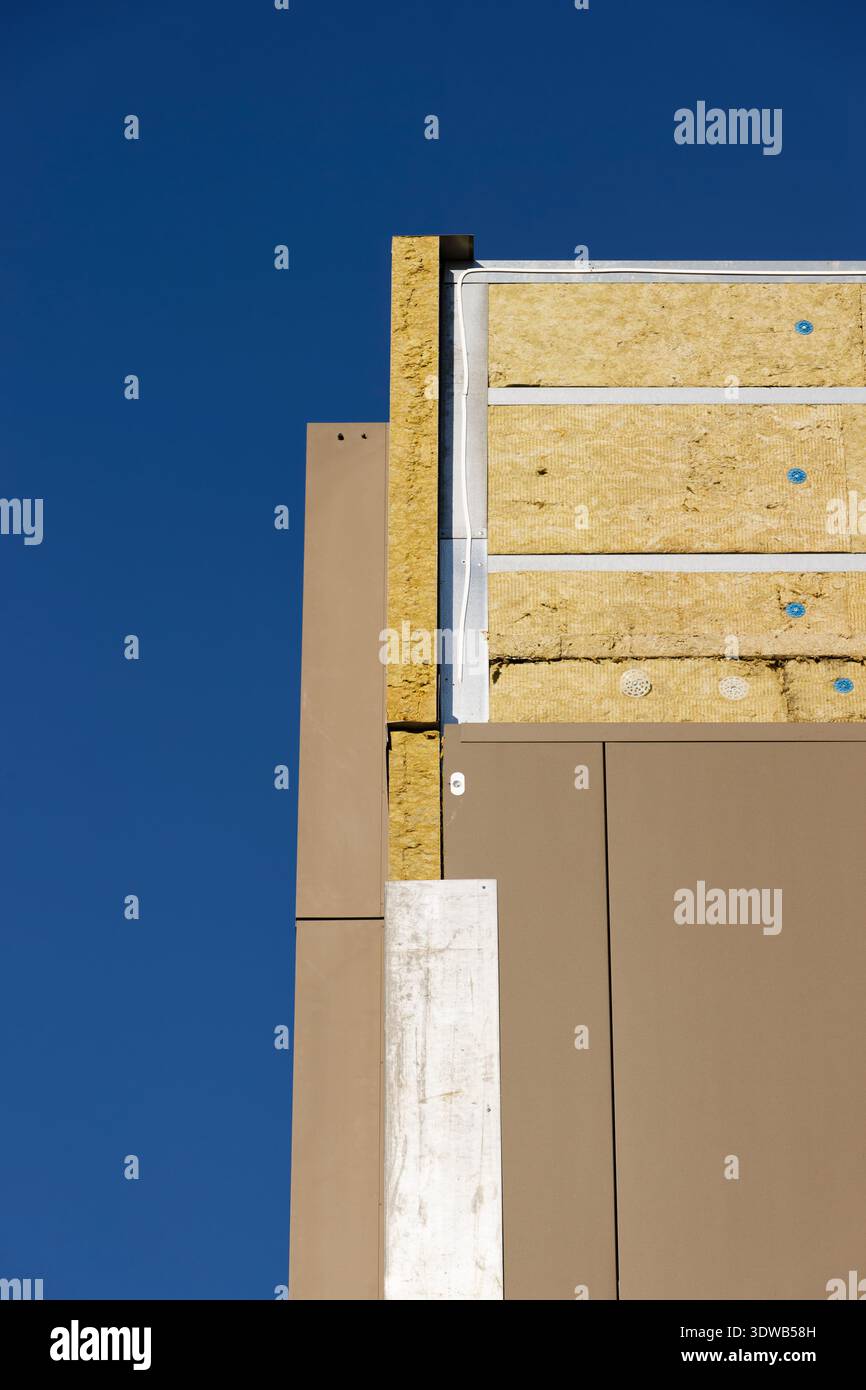 Aluminium cladding panels and rockwool thermal insulation fixed to ...