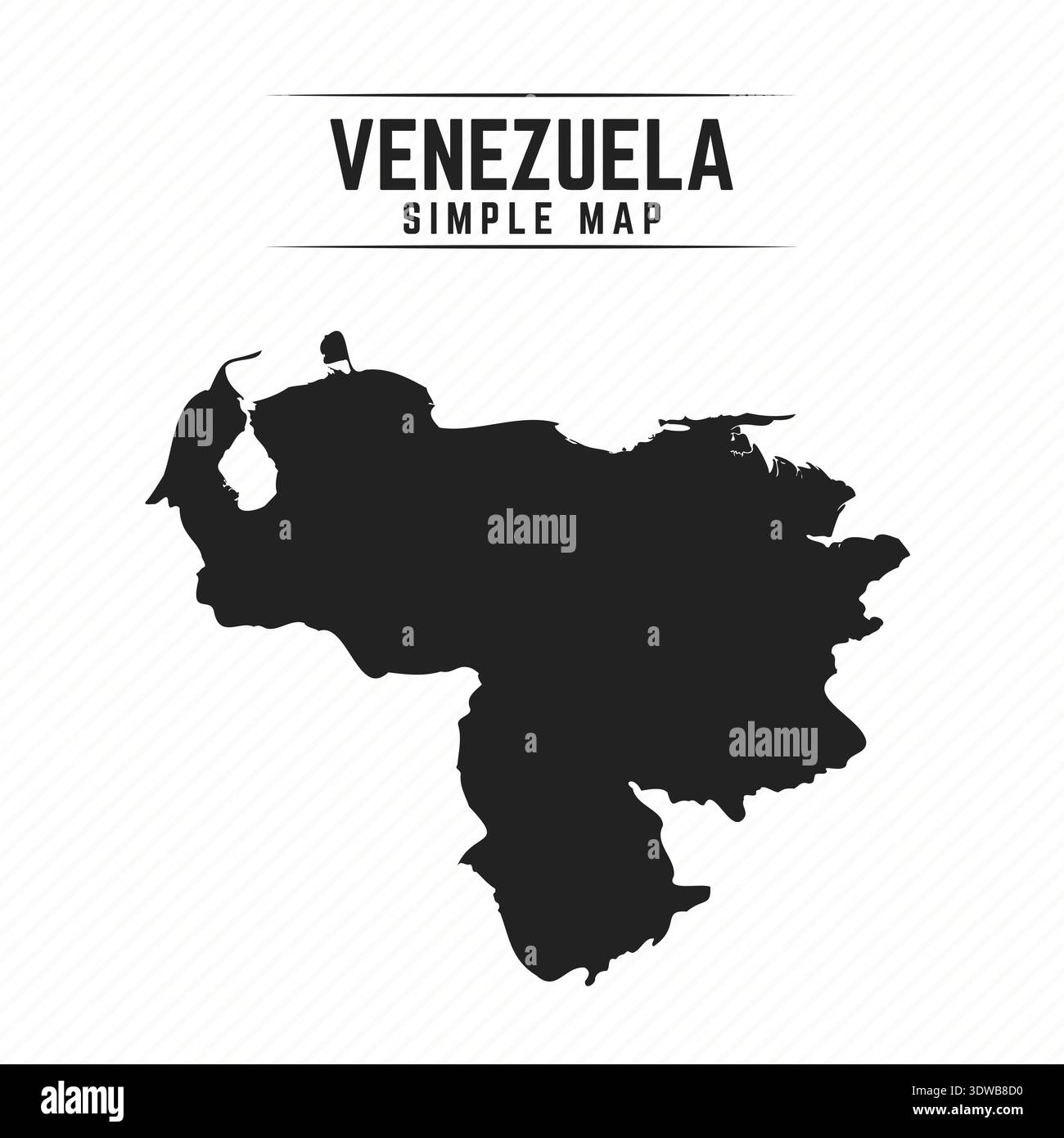 Simple Black Map of Venezuela Isolated on White Background, can be used for business designs, presentation designs or any suitable designs. Stock Vector
