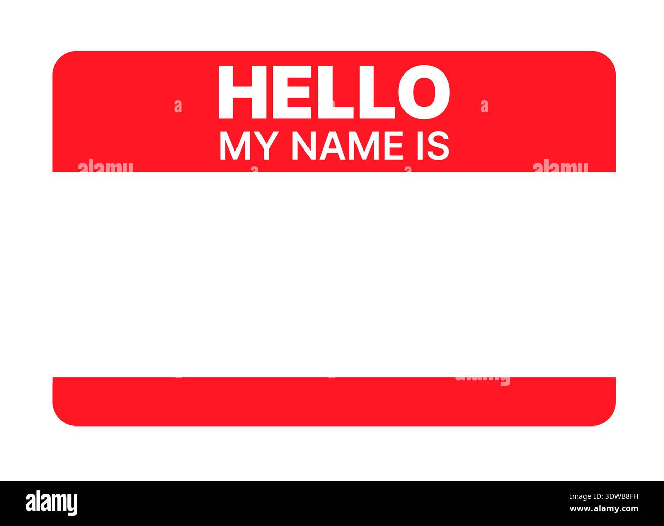 Classic red and white Hello my name is name tag sticker, blank vector ...