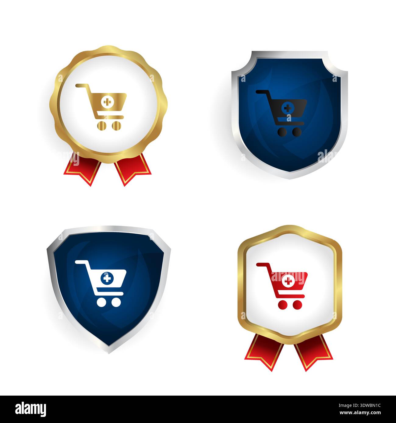 Abstract cart plus badge hi-res stock photography and images - Alamy