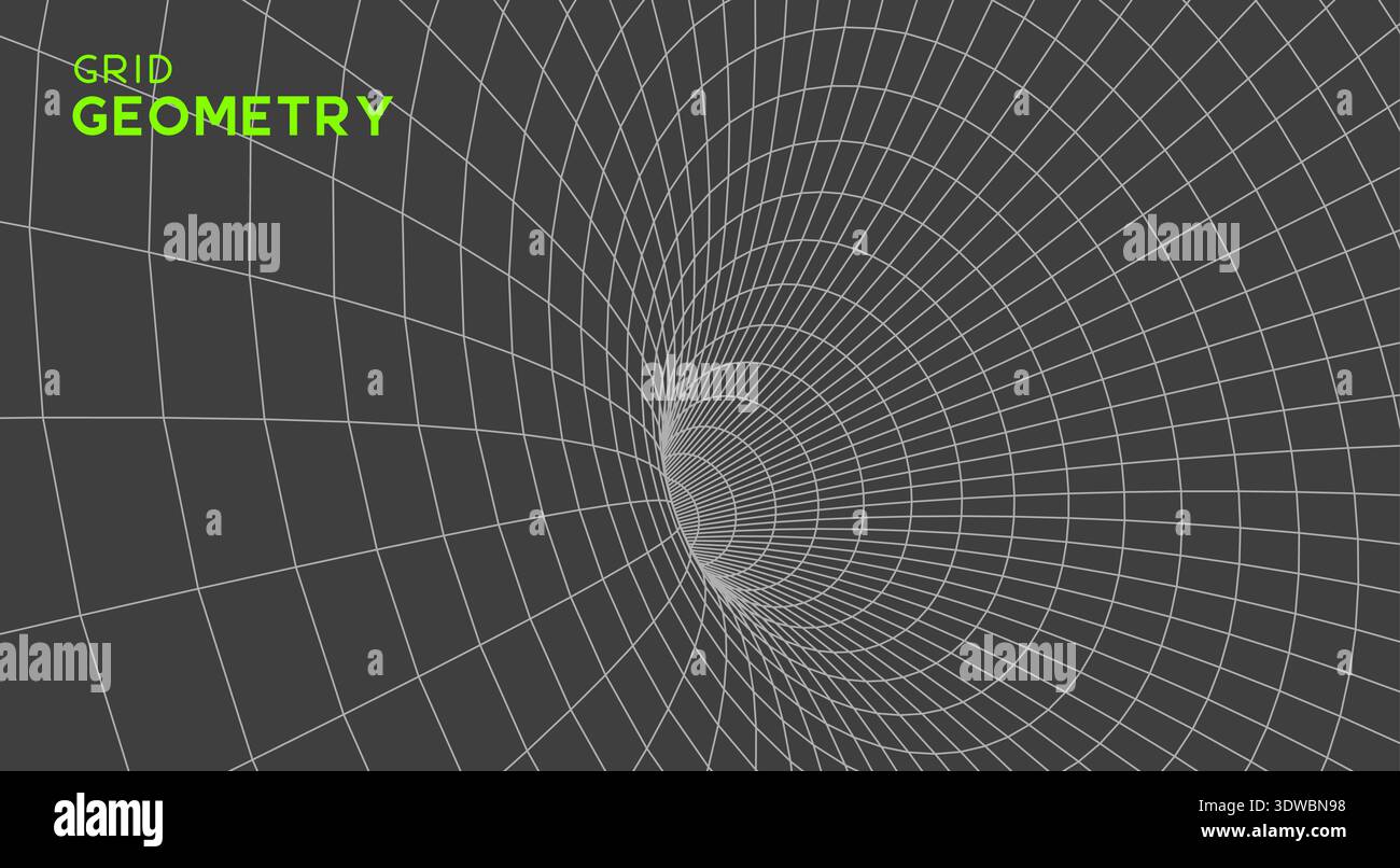 Abstract geometric 3D wireframe mesh tunnel Stock Vector