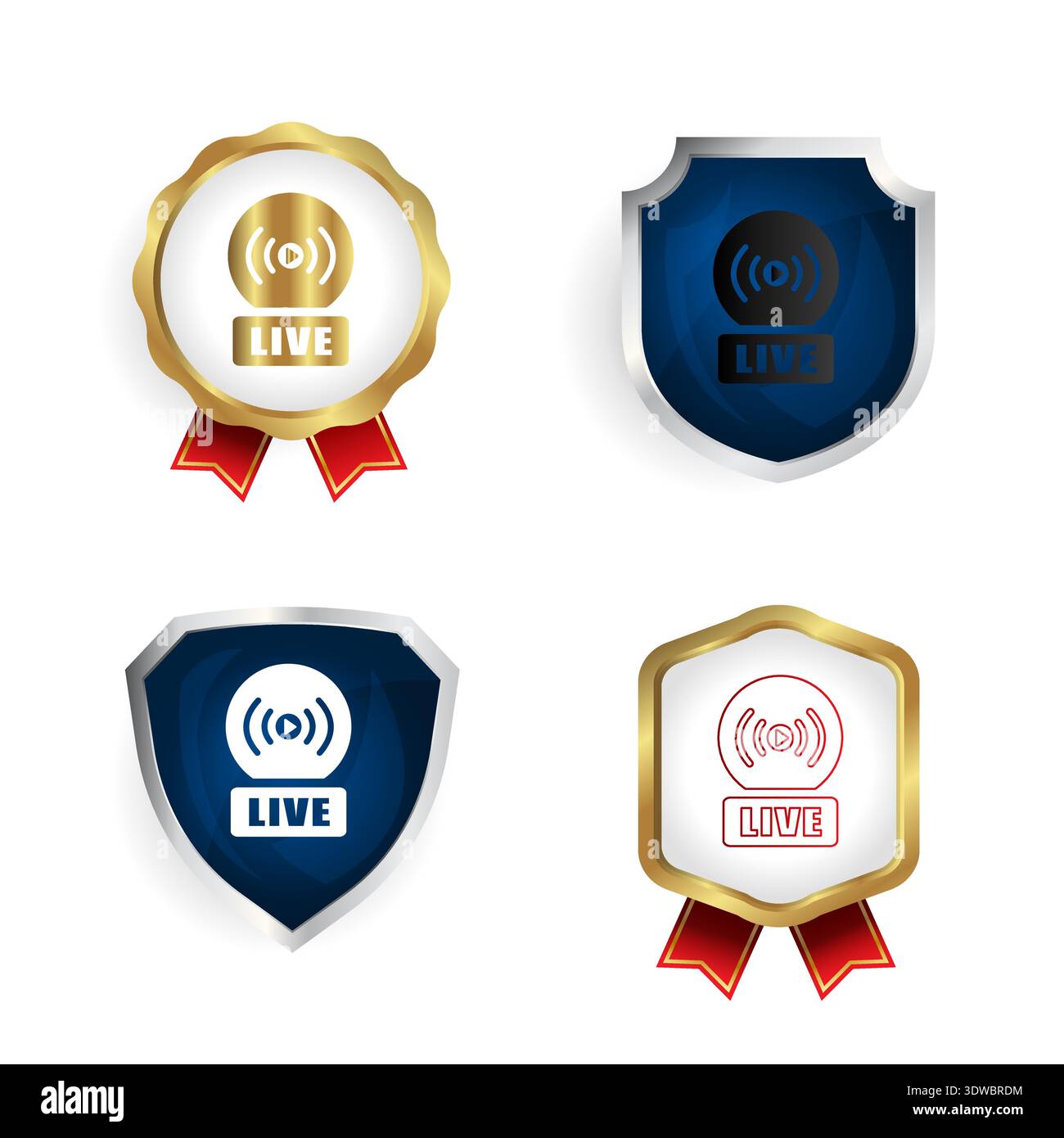 Abstract Live Streaming Badge and Label Collection, can be used for business designs, presentation designs or any suitable designs. Stock Vector