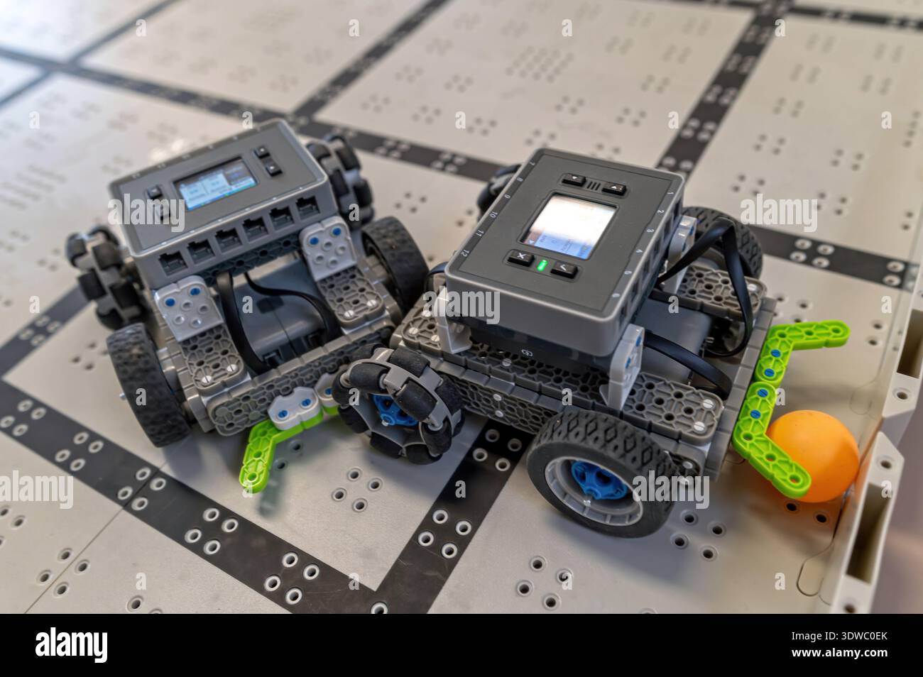 Robots designed for learning and experimentation in a technology lab setting Stock Photo
