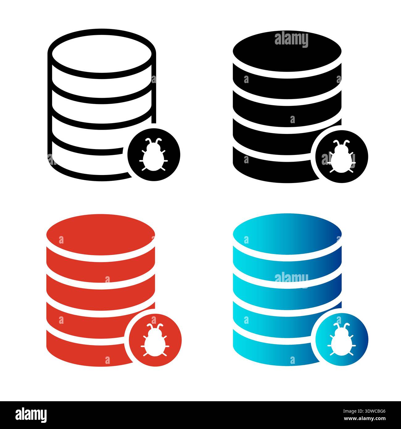 Abstract Database Bug Silhouette Illustration, can be used for business designs, presentation designs or any suitable designs. Stock Vector