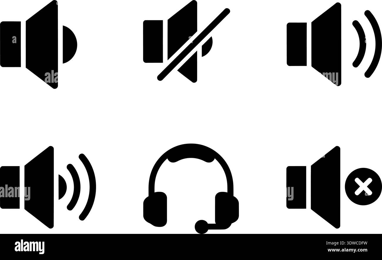 Clean and modern vector illustration of audio control icons including ...