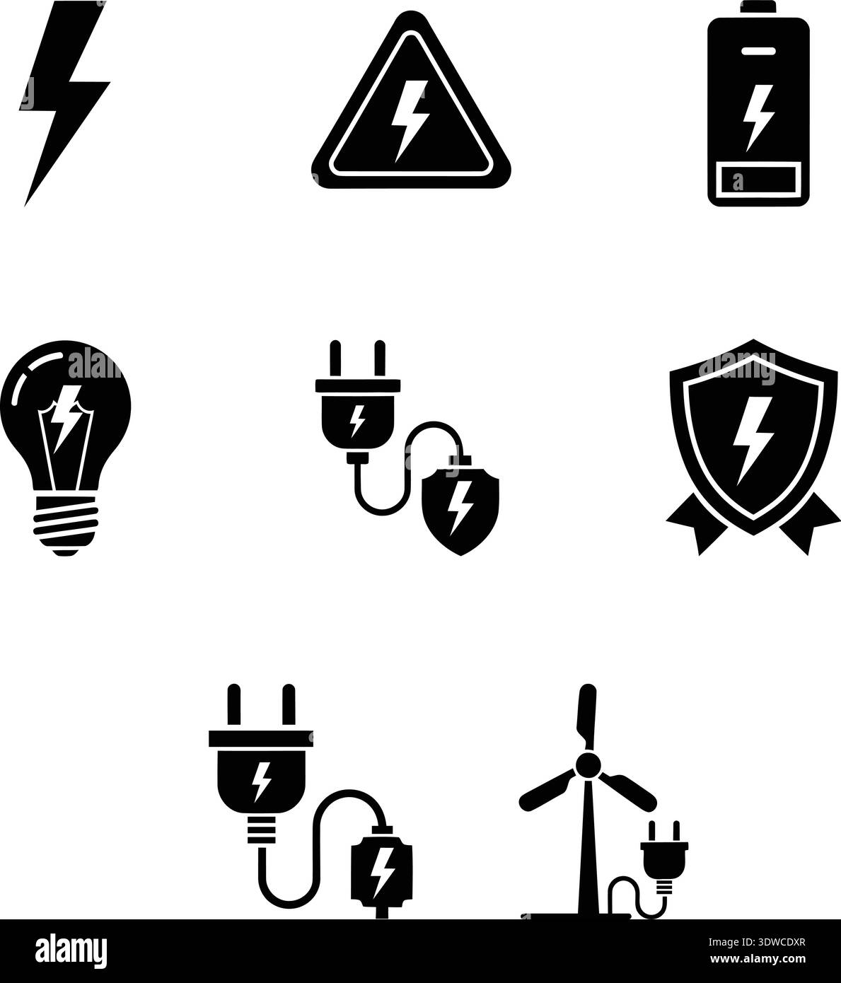 Clean and modern vector set of electric power and safety icons ...