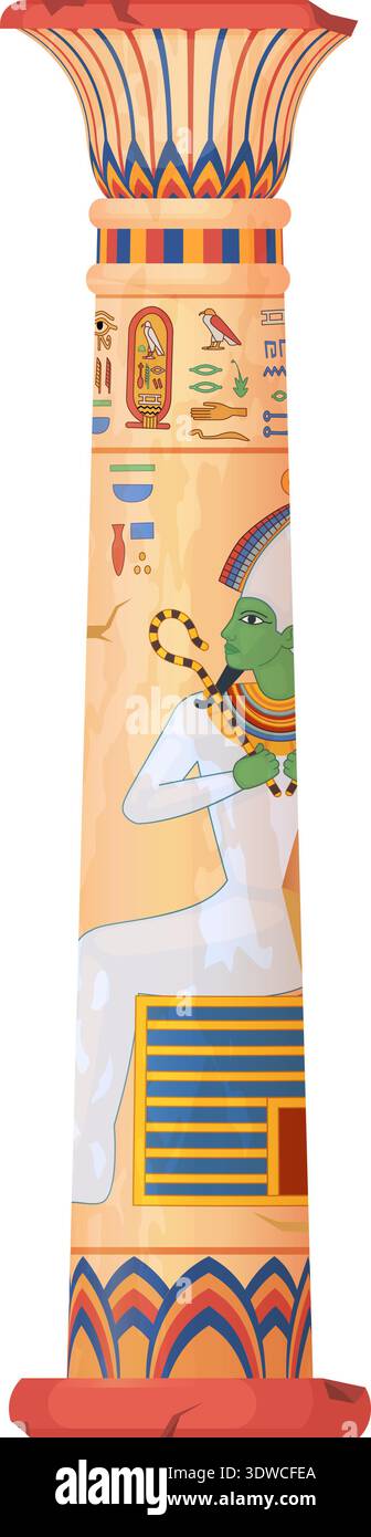 Pharaoh column. Old egyptian pillar cartoon icon isolated on white background Stock Vector