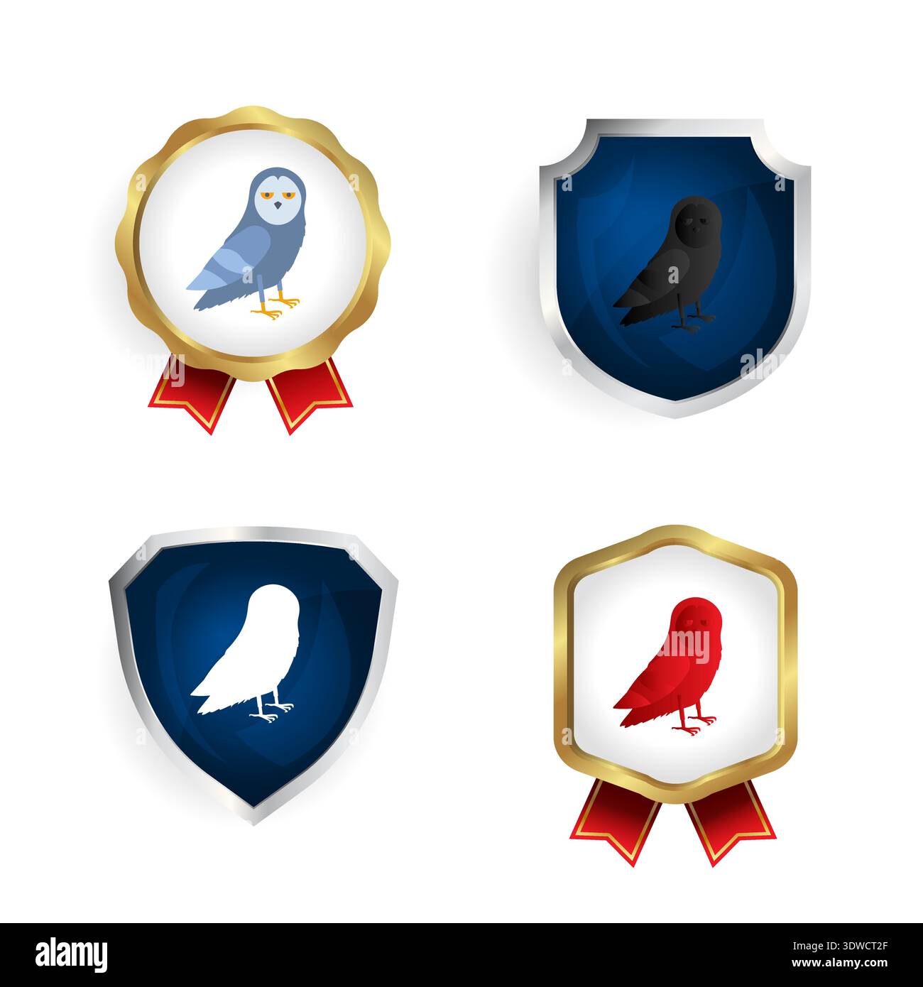 Abstract Flat Owl Bird Badge and Label Collection, can be used for business designs, presentation designs or any suitable designs. Stock Vector