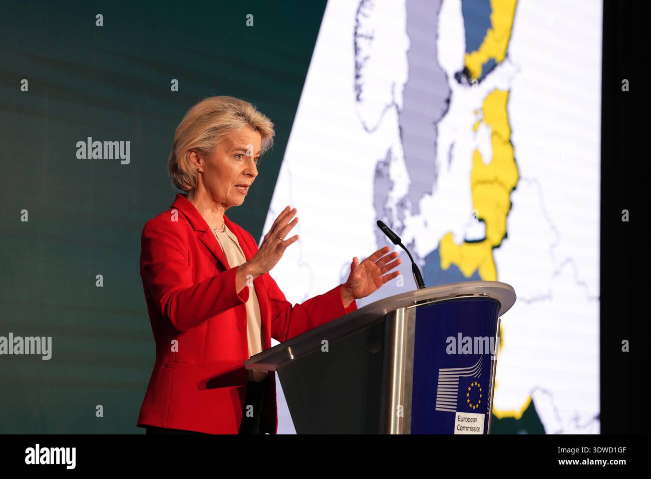 European Commission President Ursula von der Leyen addresses the ...