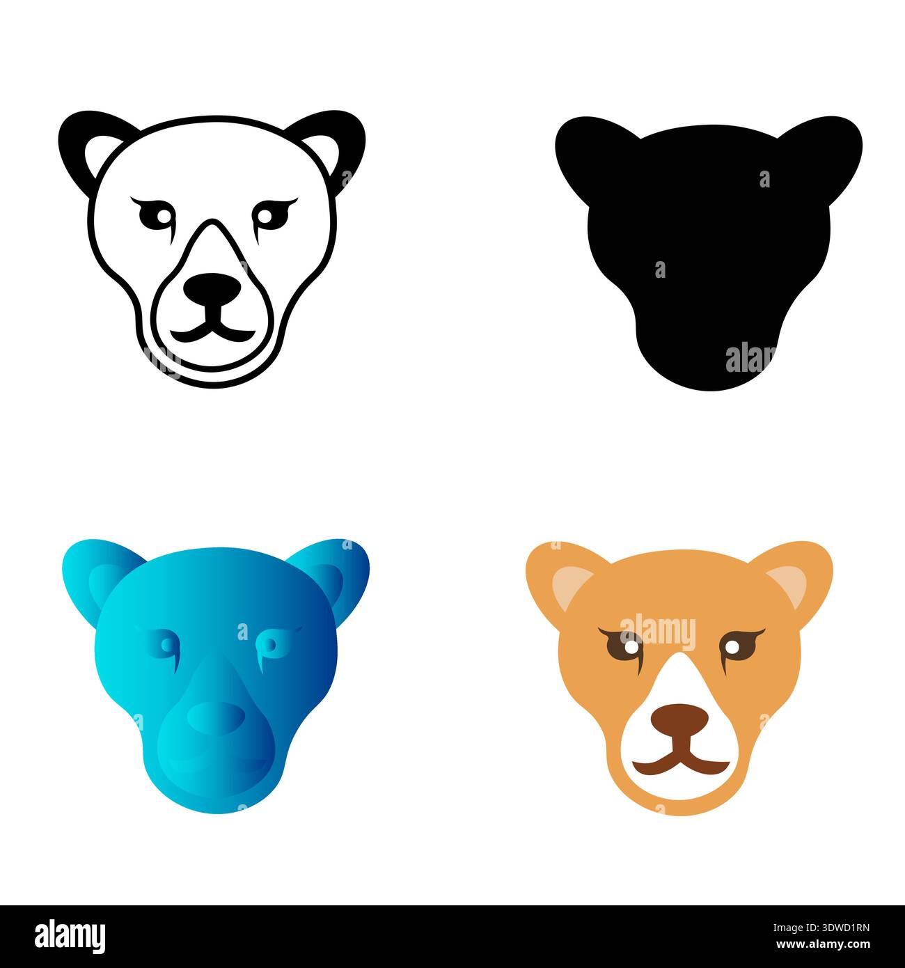 Abstract Flat Puma Head Silhouette Illustration, can be used for business designs, presentation designs or any suitable designs. Stock Vector