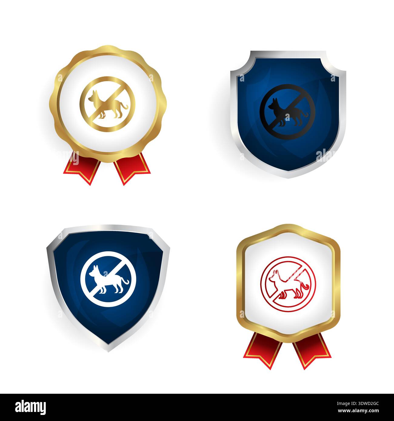 Abstract No Dog Badge and Label Collection, can be used for business designs, presentation designs or any suitable designs. Stock Vector
