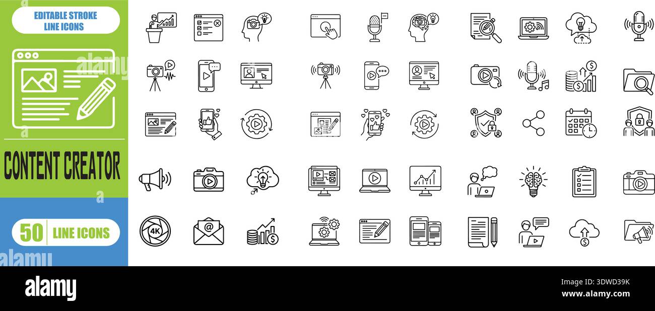 Influencer icon set. Solid icon collection. Vector illustration. stock ...