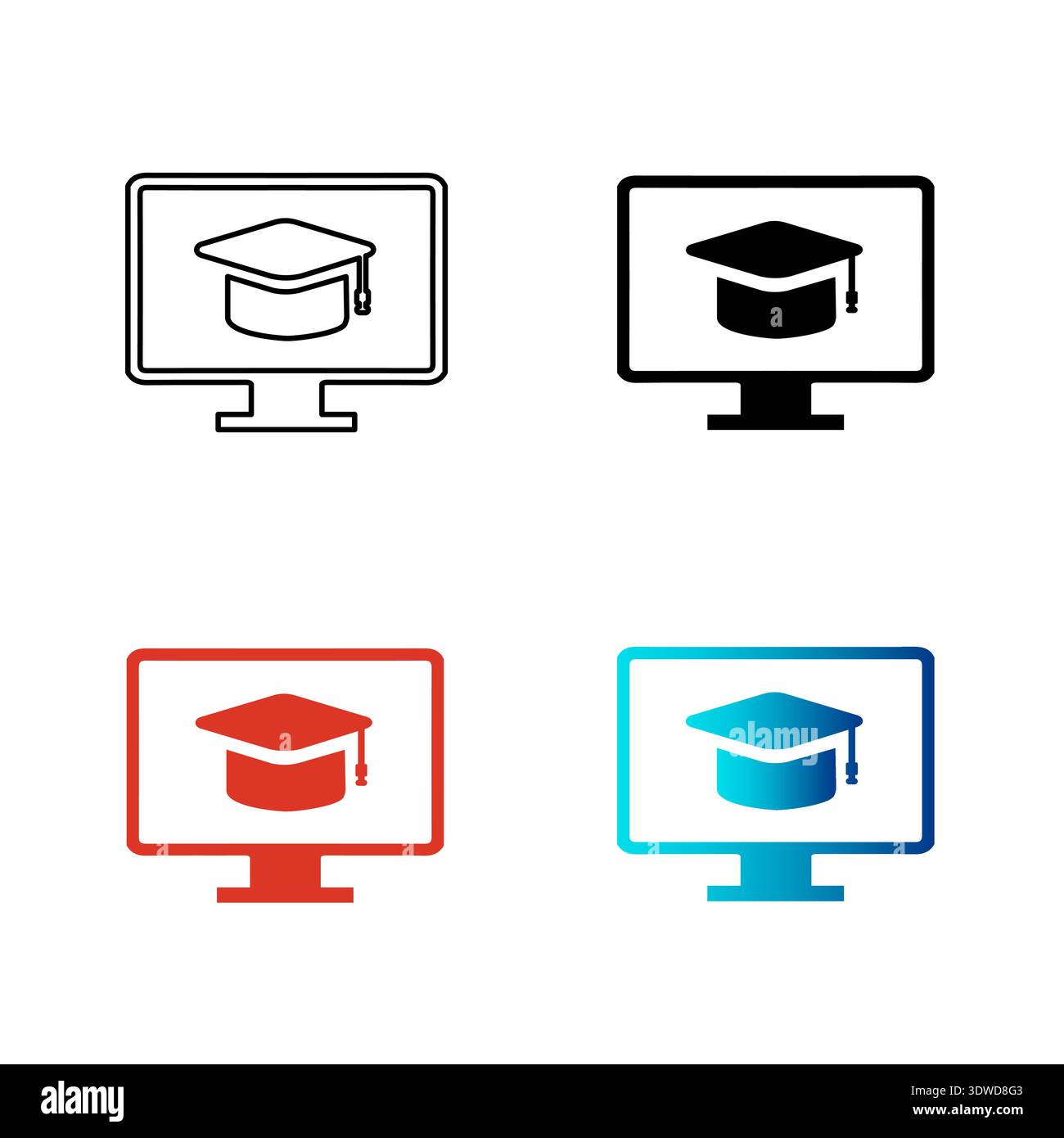 Abstract Online Learning Silhouette Illustration, can be used for business designs, presentation designs or any suitable designs. Stock Vector