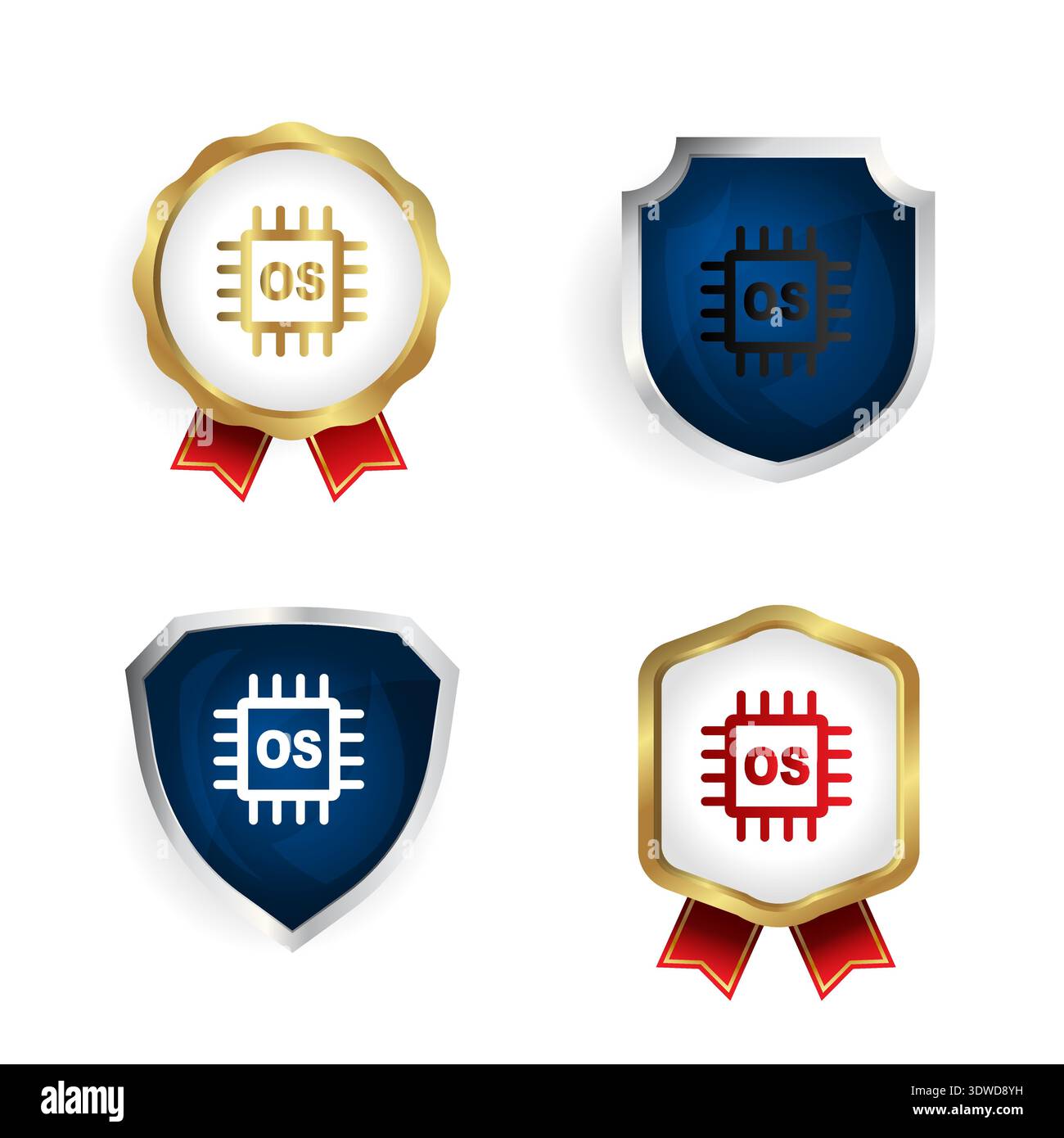 Abstract Operating System Badge and Label Collection, can be used for business designs, presentation designs or any suitable designs. Stock Vector