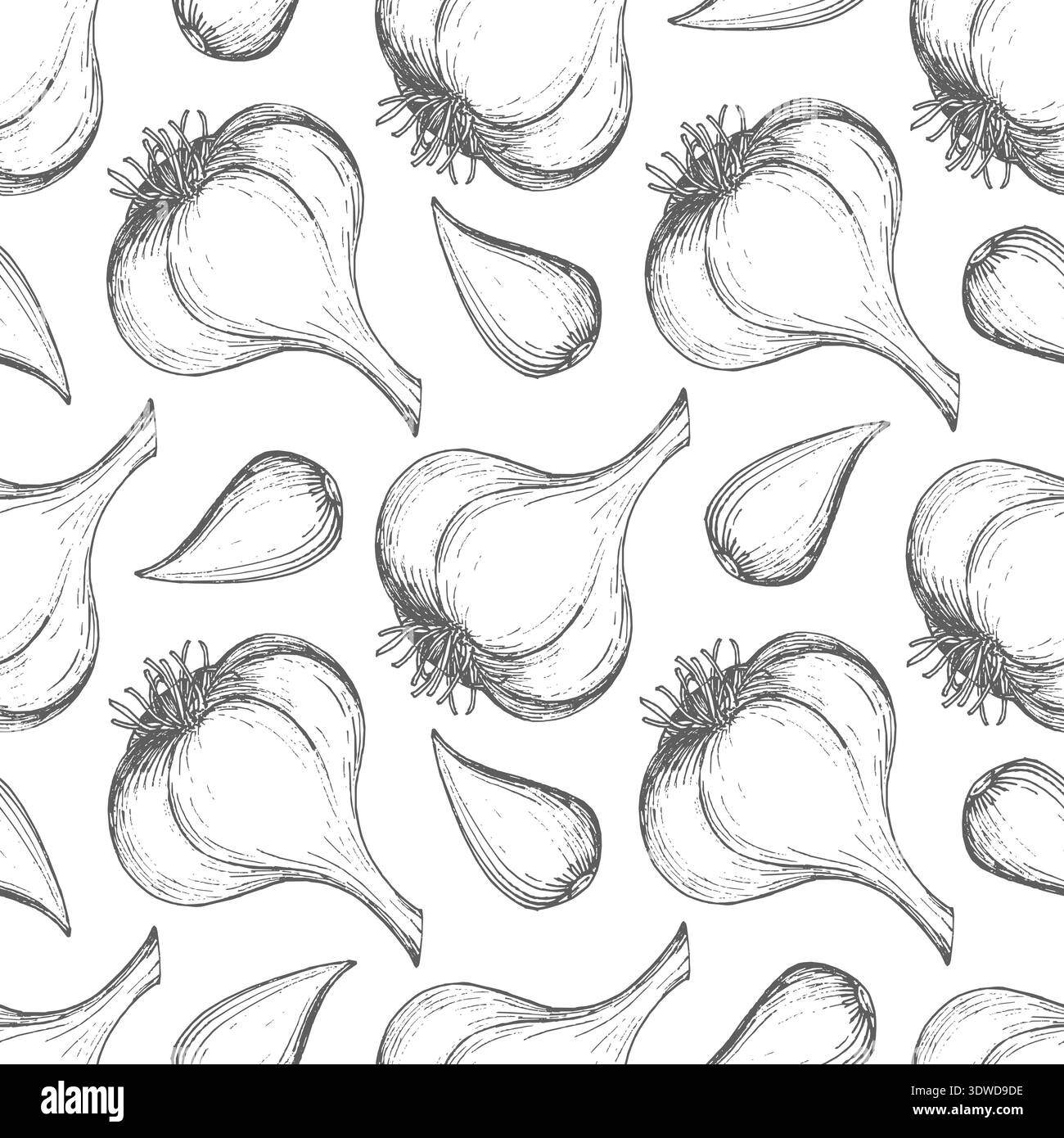 Vector Garlic Pattern Seamless pattern of garlic. For packaging design, cards, cover, prints ...