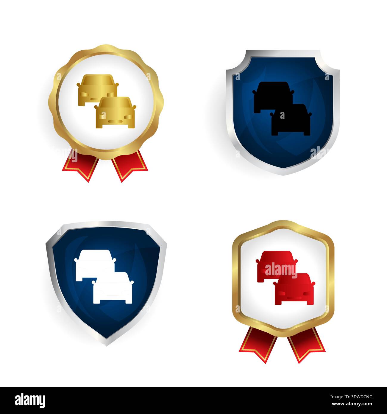 Abstract Two Cars Badge and Label Collection, can be used for business designs, presentation designs or any suitable designs. Stock Vector