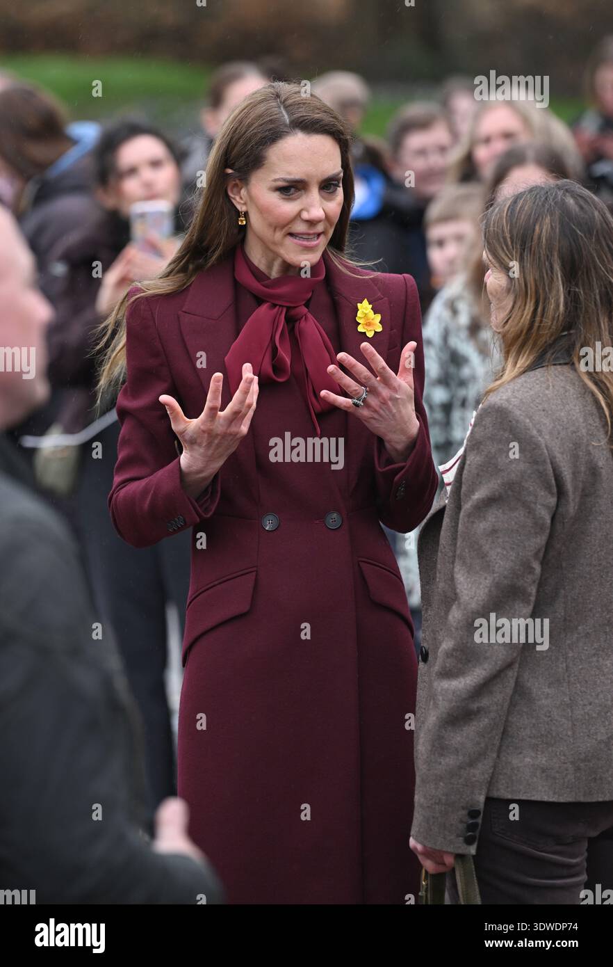 The Princess of Wales speaking to well wishers as she leaves after her ...