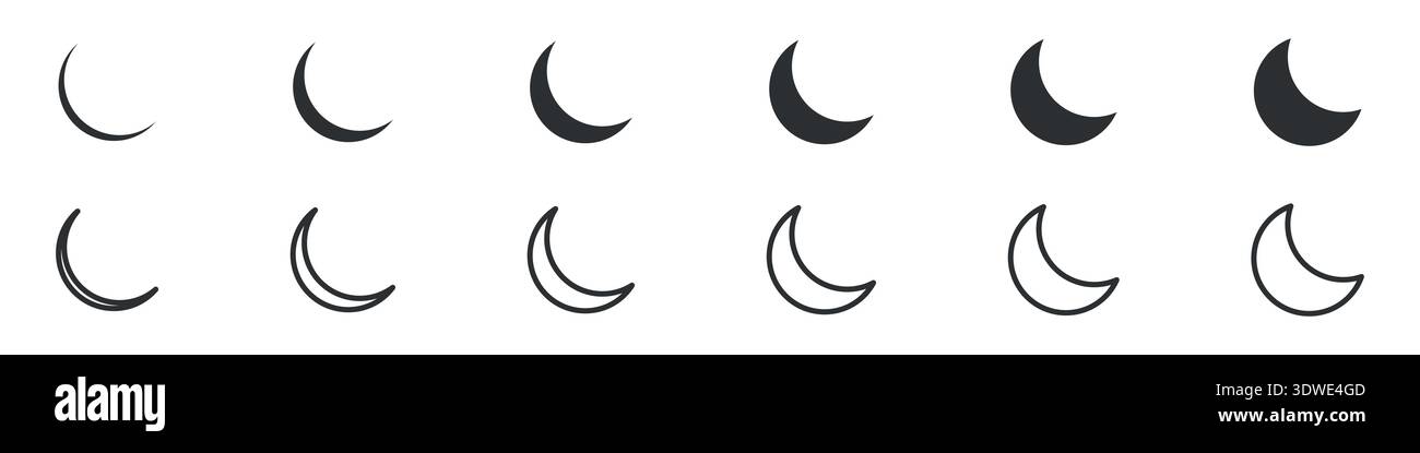 Crescent Moon and Star Icons set vector illustration Stock Vector