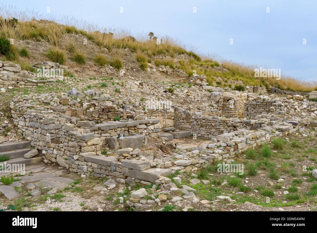 the extensive ruins of ancient residential buildings (likely