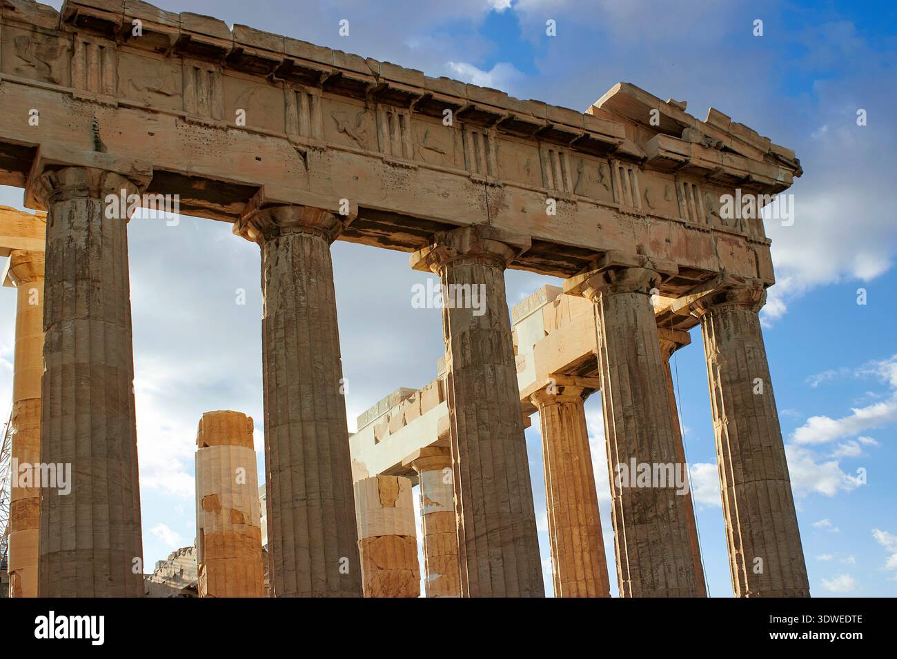 Stunning view of the ancient Parthenon columns at the Acropolis in ...