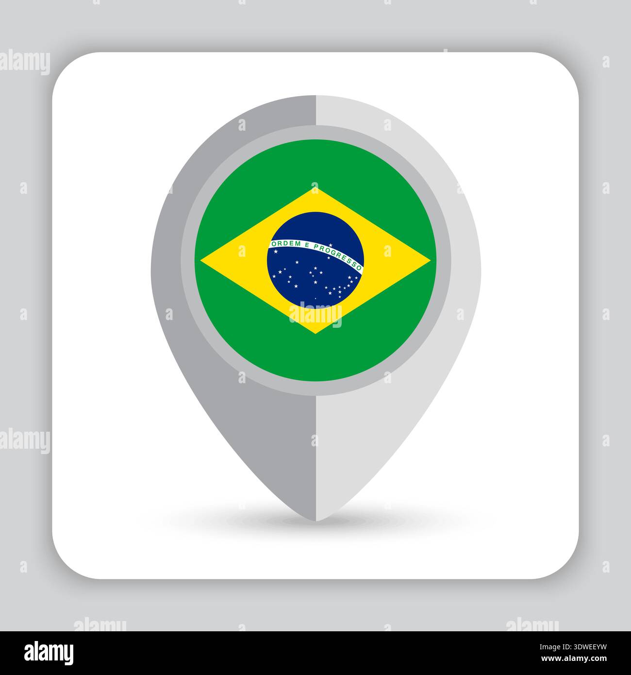 Brazil Flag Pin Map Icon Stock Vector