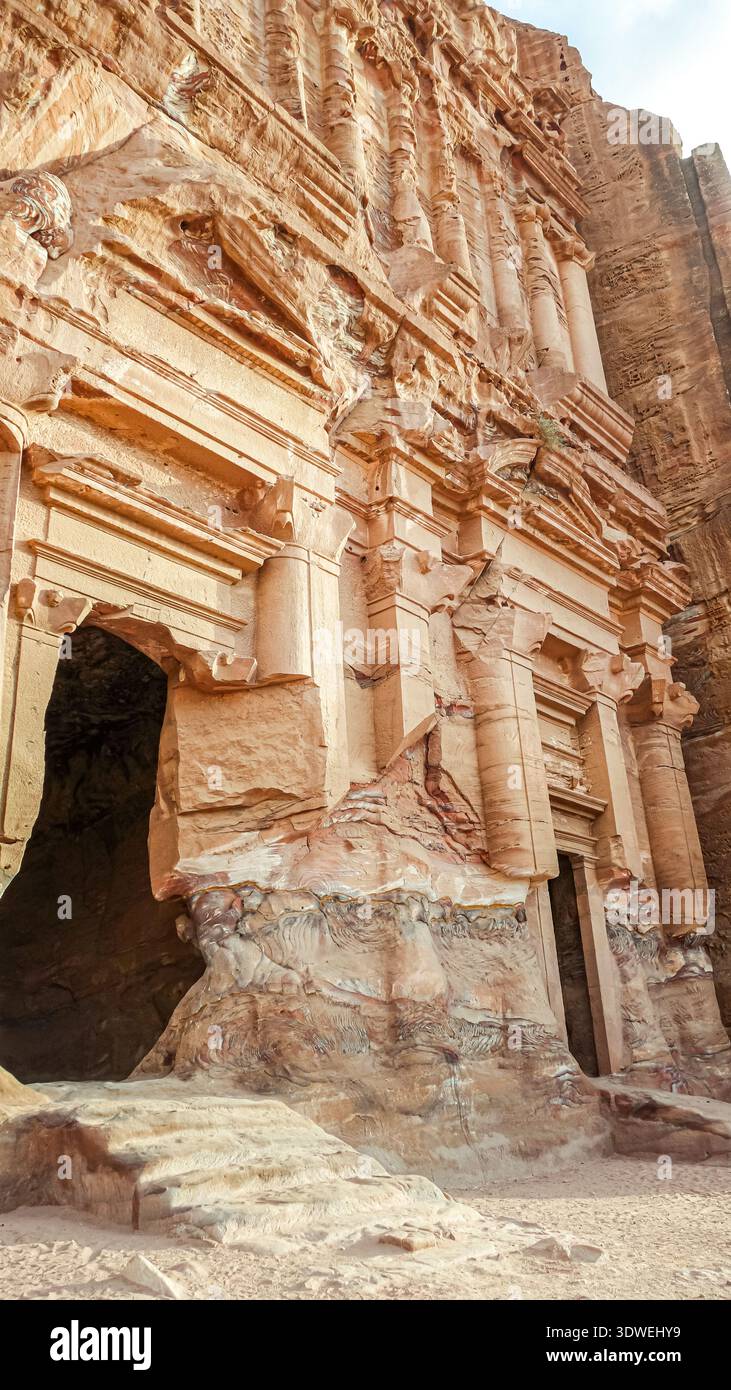 Close-up view of the magnificent Palace Tomb in Petra, Jordan ...