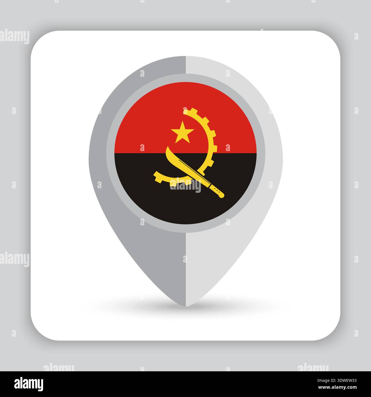 Angola Flag Pin Map Icon Stock Vector