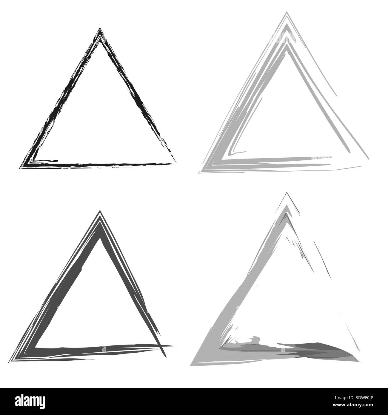 Grunge triangle borders. Hand drawn shapes. Rough Vector frame. Messy geometric element. Stock Vector