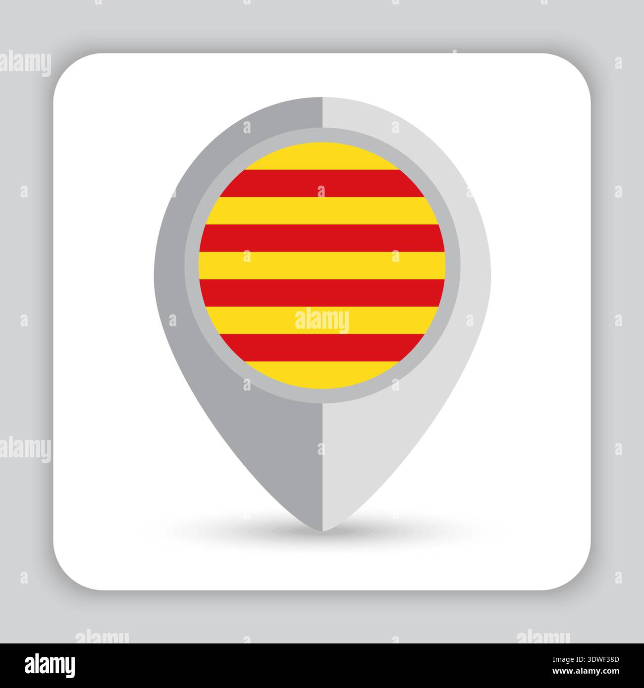Catalonia Flag Pin Map Icon Stock Vector